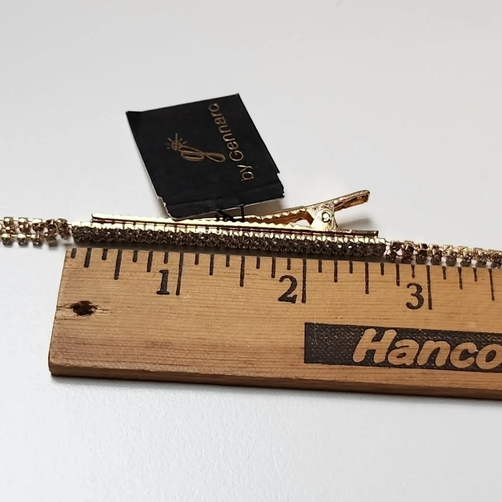 g by Gennaro Hair Clip Gold Tone and Clear Class Stones